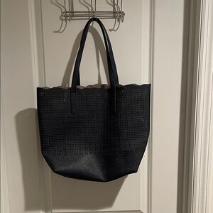 Neiman Marcus Navy Perforated Tote